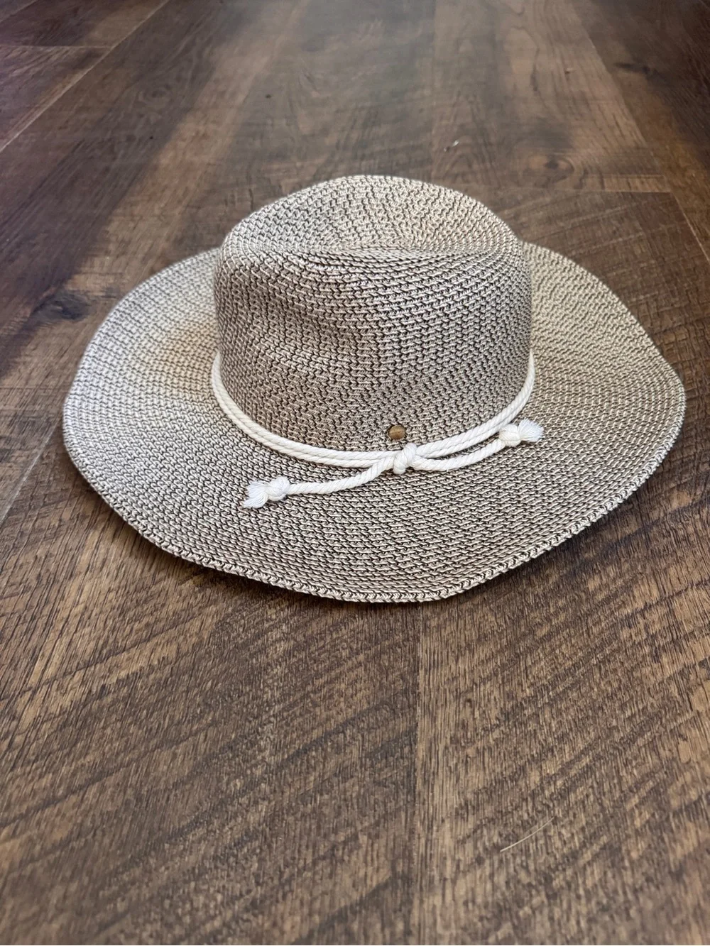 Women's Kooringal Cove Safari Hat in a textured neutral-tone weave with rope tie
